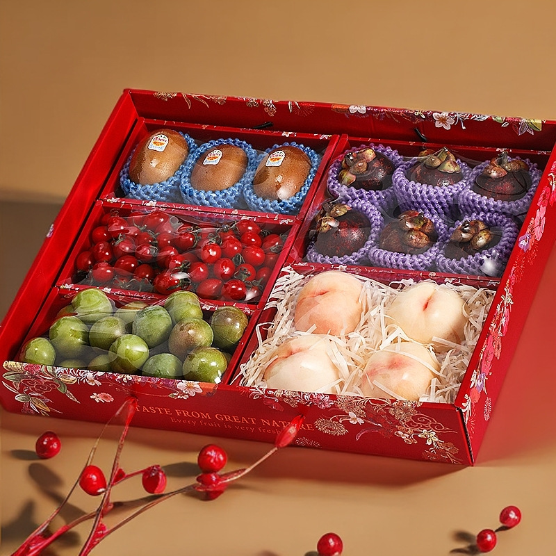Red Fruit Packaging Box High-end Portable Display Box Mix and Match Gift Box Gift Box Fruit Gift Box Empty Box