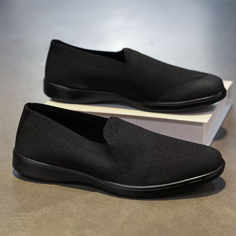 Flying Woven Men's Shoes Cross-border New Breathable Non-slip Soft Sole Mesh Wear Resistant Middle-aged and Elderly Walking Shoes Comfortable Old Beijing Cloth Shoes