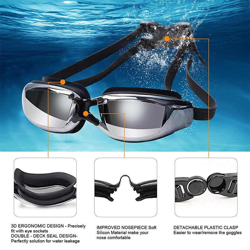 Picture of Cross-border foreign trade popular swimming goggles large frame electroplating myopia swimming glasses plain waterproof anti-fog HD adult swimming goggles