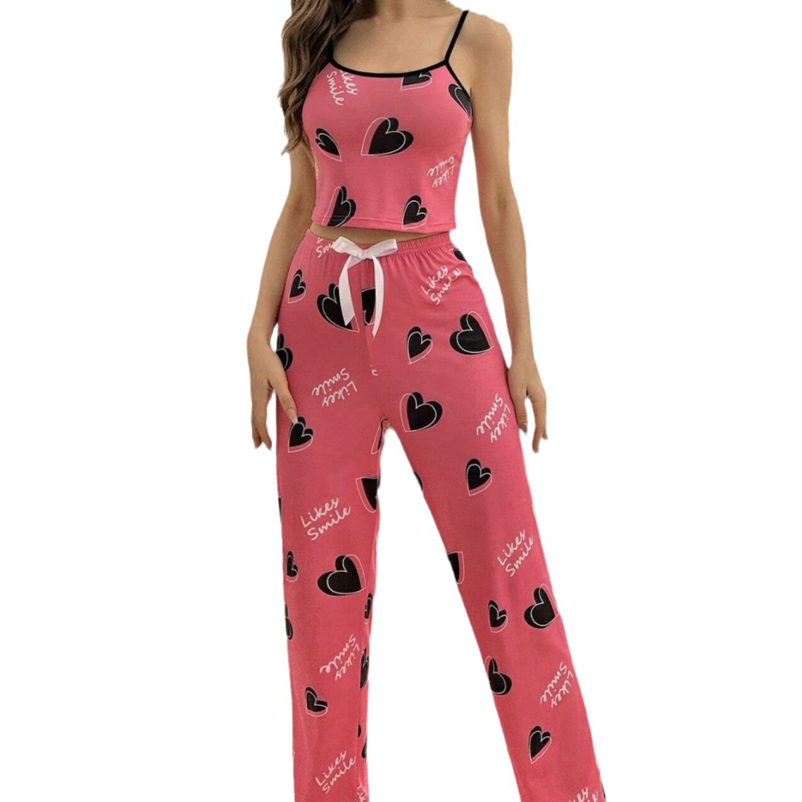 Picture of Foreign Trade New European and American Style Cross-border Women's Casual Home Clothes Sexy Sling Pajamas Sweet Love Pants suit