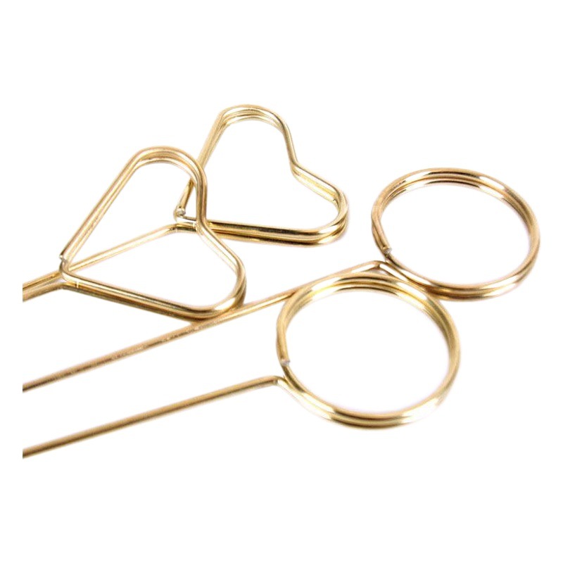 Flower Shadow Card Holder Metal Flower Arrangement Flower Pole Heart-Shaped Flower Shop Decoration Greeting Card Gold-Plated Fresh Packaging Materials Wholesale