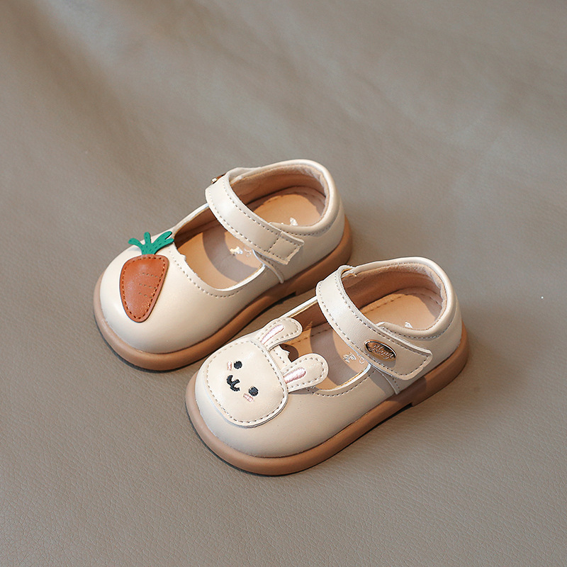 Girl's Small Leather Shoes 2025 Spring and Autumn New Children's Non-slip Princess Shoes Baby Girl's Soft-soled Single-layer Shoes Rabbit Toddler Shoes