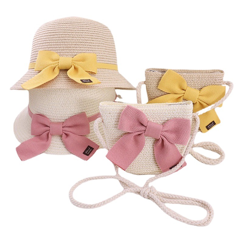 Children's Straw Hat Spring and Summer Sun Protection Hat Fisherman Hat Beach Hat Kidsren's Hat Baby Suit Trendy Baby