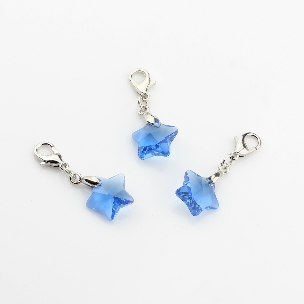 Picture of Crystal bead five-pointed star hanging lobster clasp pendant handmade children's student pencil star Small pendant ornaments