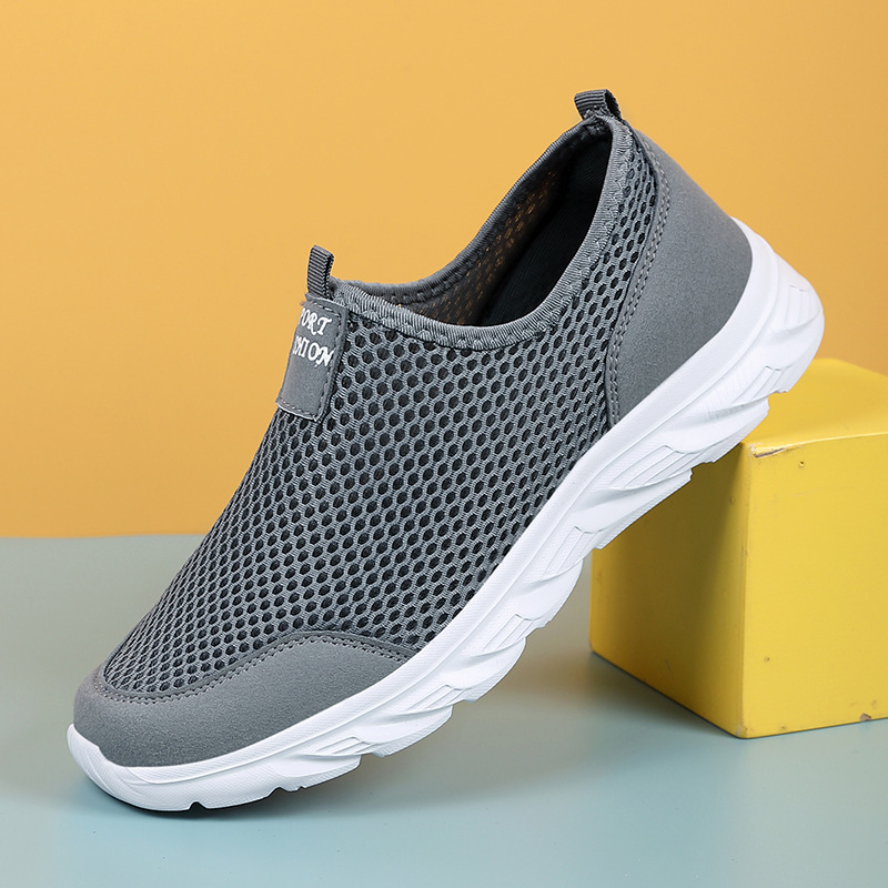 Summer Mesh Leg Casual Men's Shoes Breathable plus size sneaker Men's Middle-aged and Elderly Lightweight Slip-on Travel Mesh Shoes
