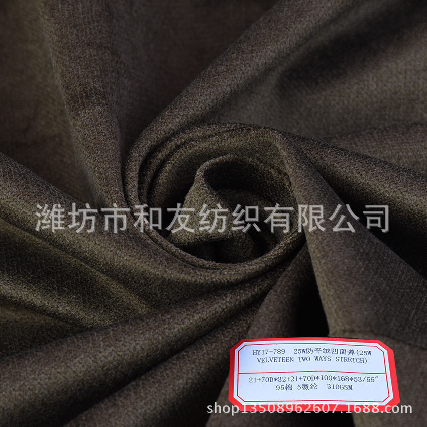 Picture of 25W anti-velveteen four-sided elastic 310GSM velveteen warp and weft double elastic fabric velveteen suit casual wear fabric