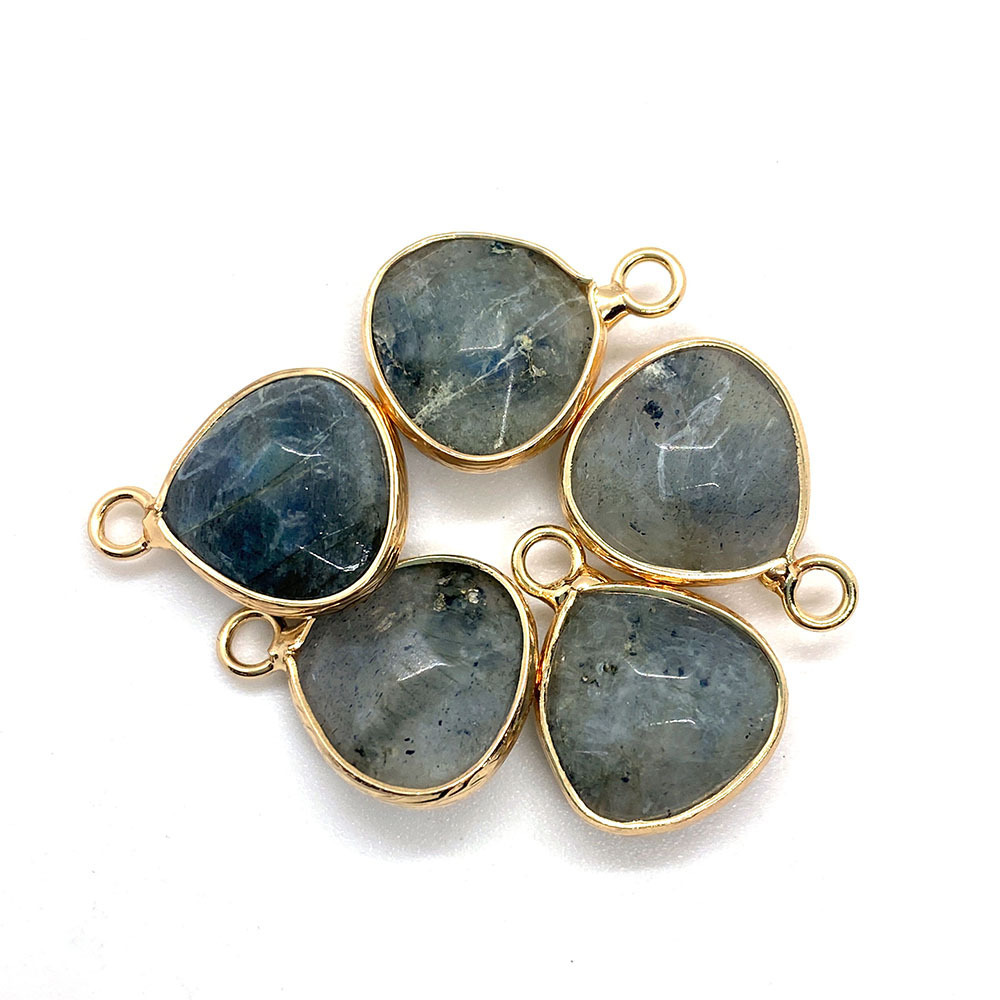 Picture of Natural stone facet pendant 14x 18mm green black single hole drop pendant DIY jewelry accessories wholesale