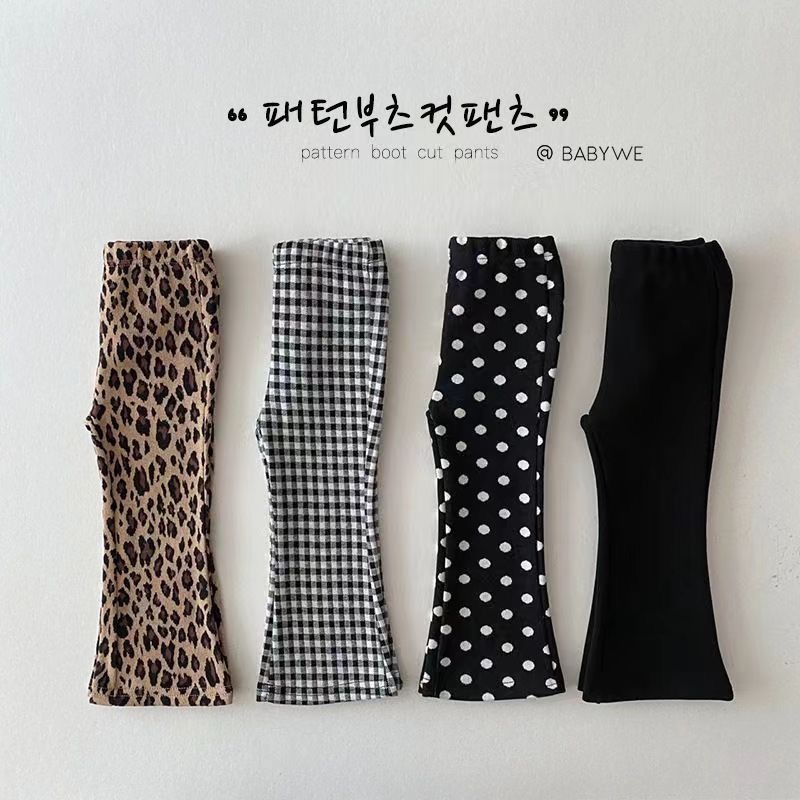 Summer Korean Style New Girls' Plaid Distinctive Flared Pants Stylish Casual Thin Children's Leopard Print Trousers