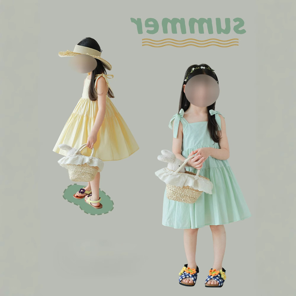 Girls dress summer new fashion simple solid color lace dress skirt children a generation of hair