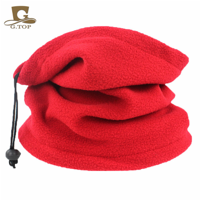 Picture of Winter men's and women's outdoor sports fleece scarf riding mask multi-functional drawstring polar fleece collar pullover cap