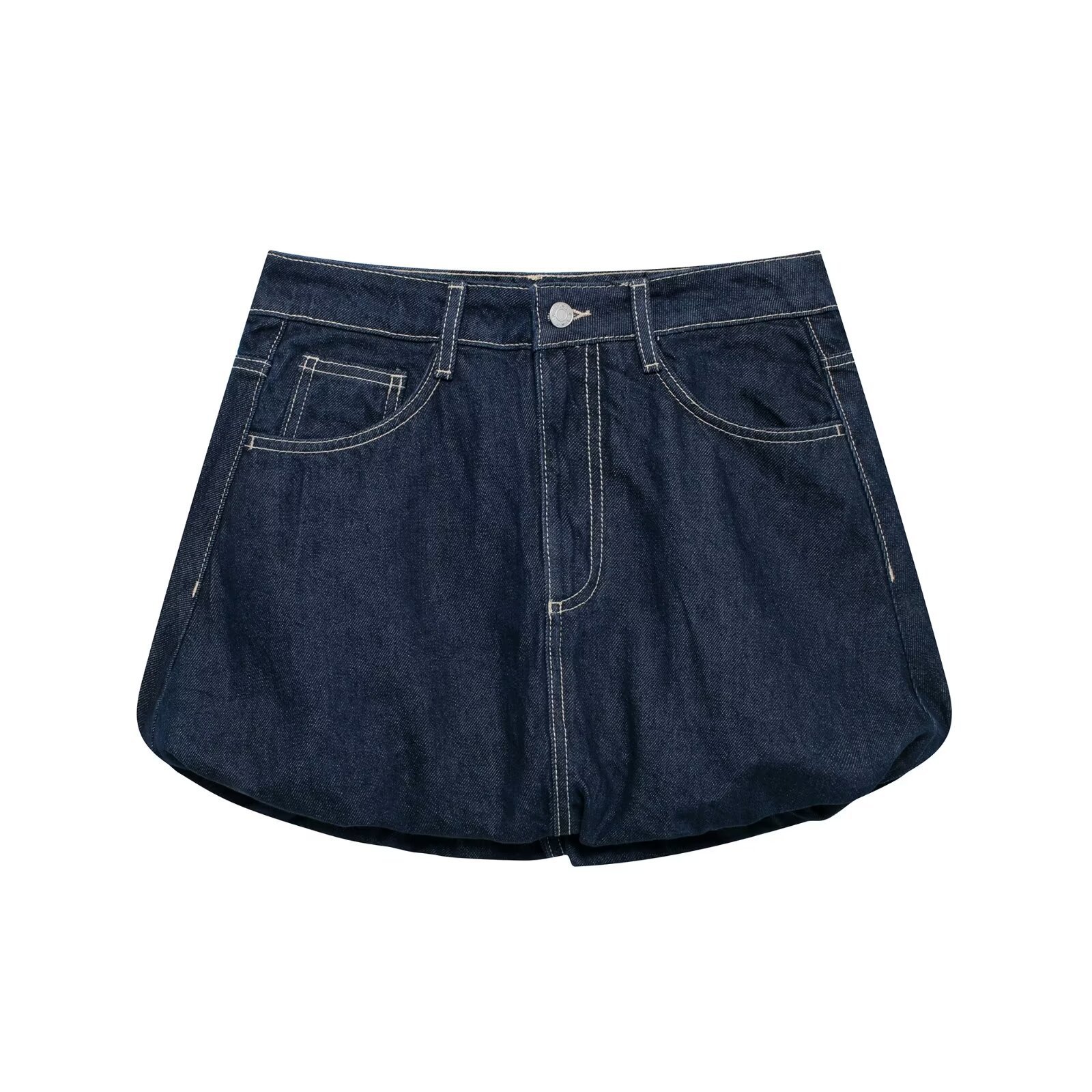 Saw Aliexpress Independent Station Women's European and American Style Balloon Version Pure Color A-Line Skirt Short Skirt for Women 2569290