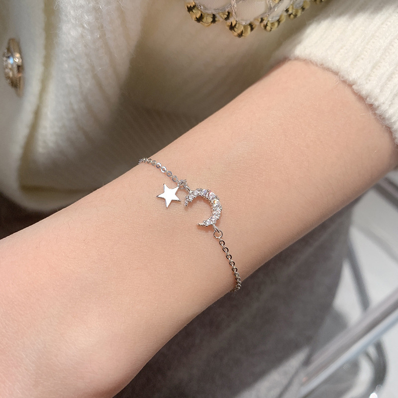 New Star and Moon Bestie Sweet Bracelet for Girls Ins Niche Cold Style Design High-End Accessible Luxury