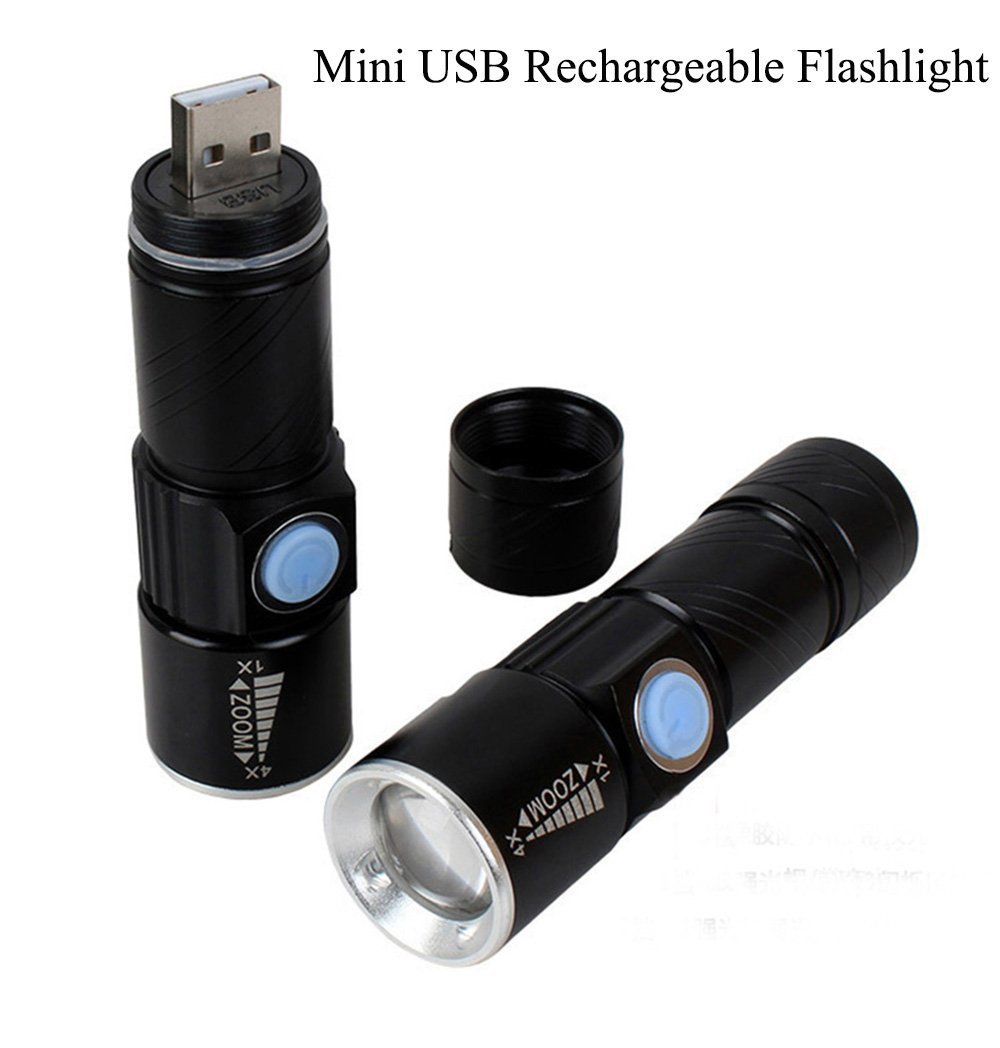 USB headlight bright bicycle light riding flashlight aluminum alloy flashlight USB rechargeable mini flashlight