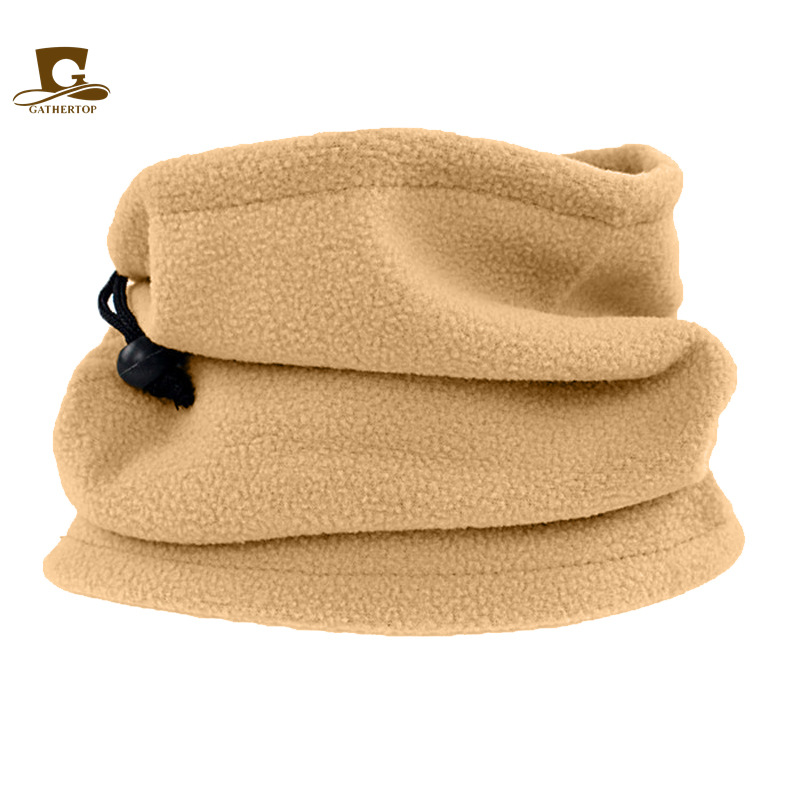Picture of Winter men's and women's outdoor sports fleece scarf riding mask multi-functional drawstring polar fleece collar pullover cap