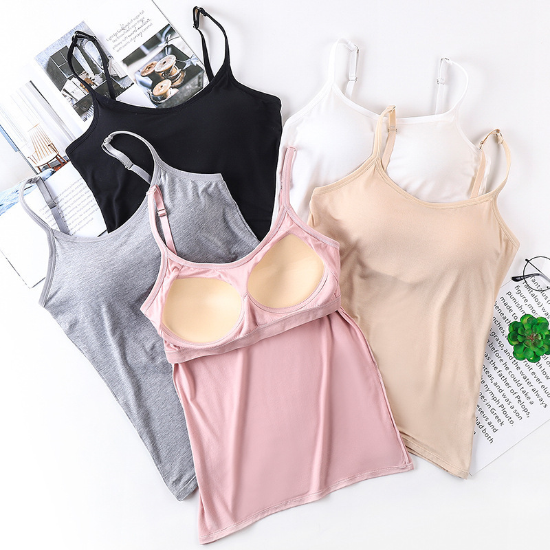 Modal Anti-Dusk Long Beautiful Back Sling Base Vest One-piece Chest Pad Underwear Inner Tube Top plus size Women