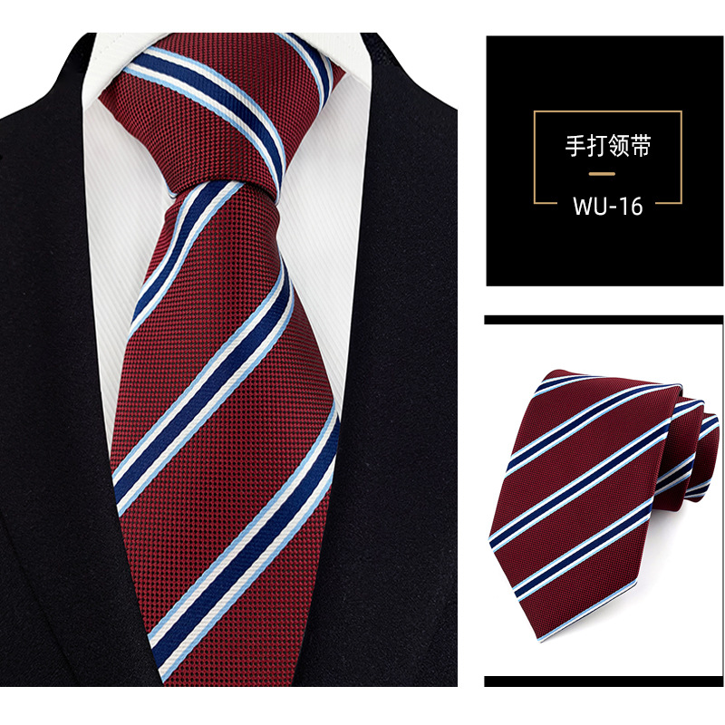 Picture of Men's Tie Jacquard Silk 8cm Hand Tie Professional Dress Interview Business Stripe Tie Men's in stock Wholesale