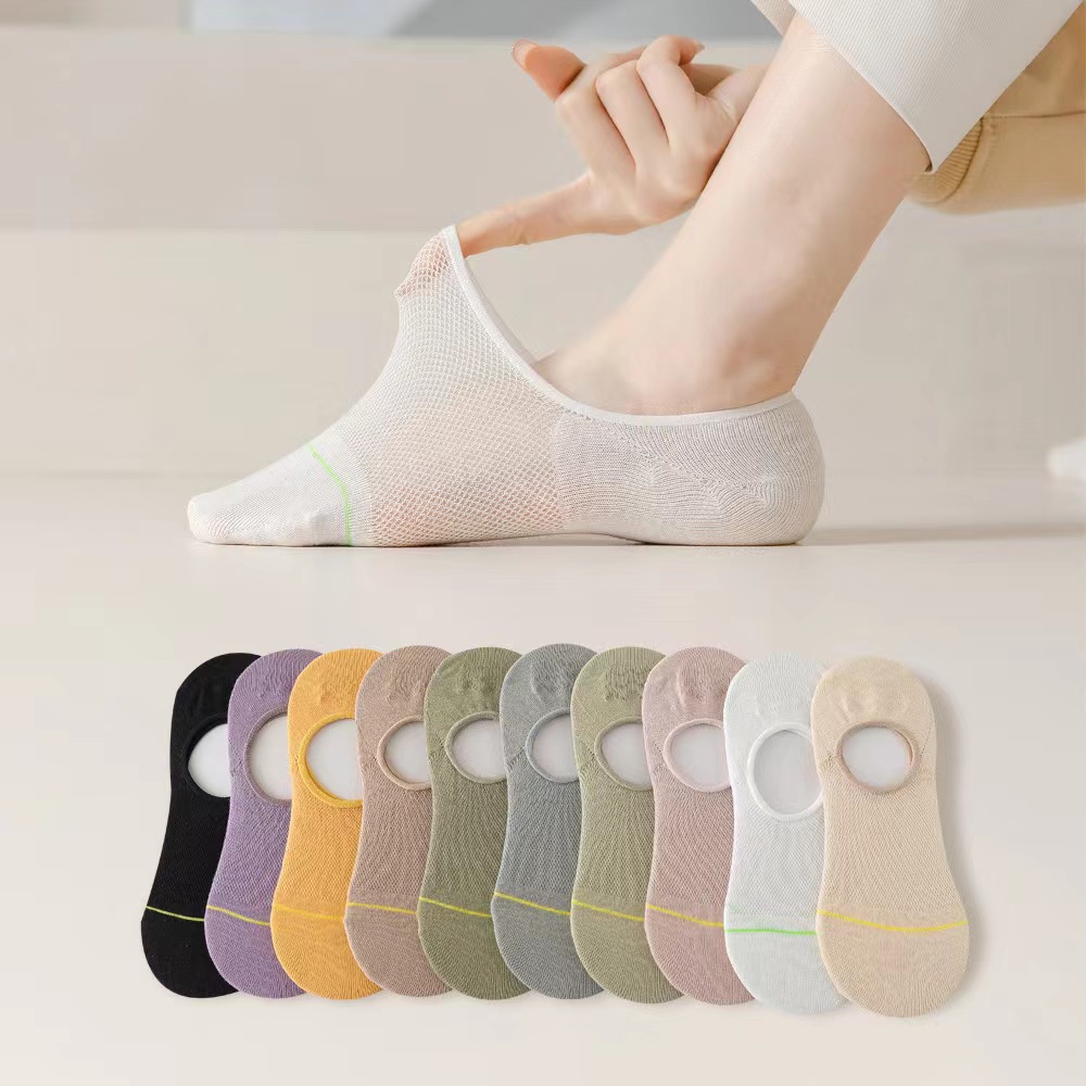 Picture of Socks Men's Summer Solid Color Black and White Grey Boat Socks Unisex Low Mouth Breathable Short Socks Low Top Socks