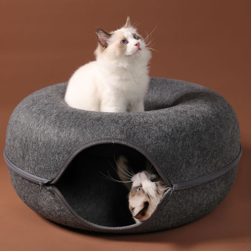 Four Seasons Available Felt Pet Nest Round Felt Pet Nest Pet Supplies Cute Felt Cat Nest Cat Tunnel Hole