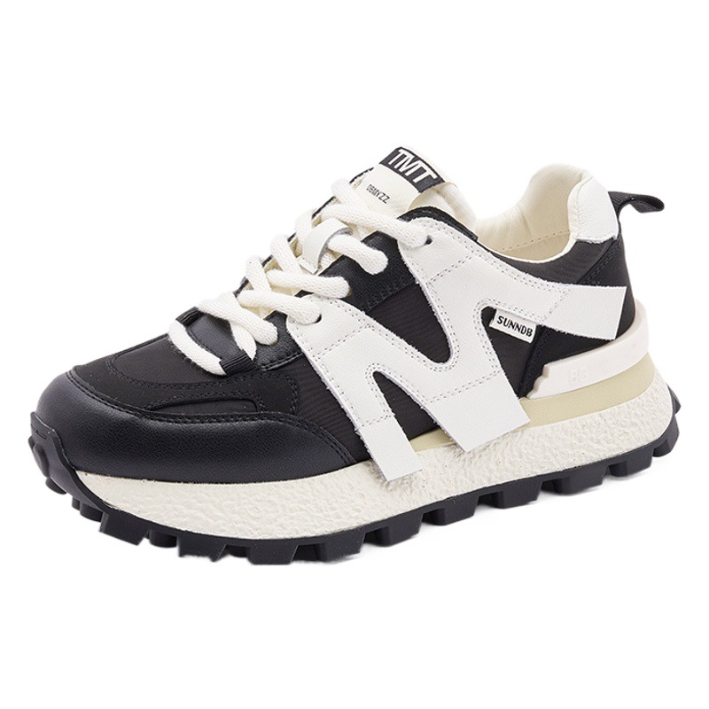 Dad Waffle Women's Flat Bottom Popular 2024 Autumn New Korean Version Easiest for Match Student Running Sports Shoes Trbottomy