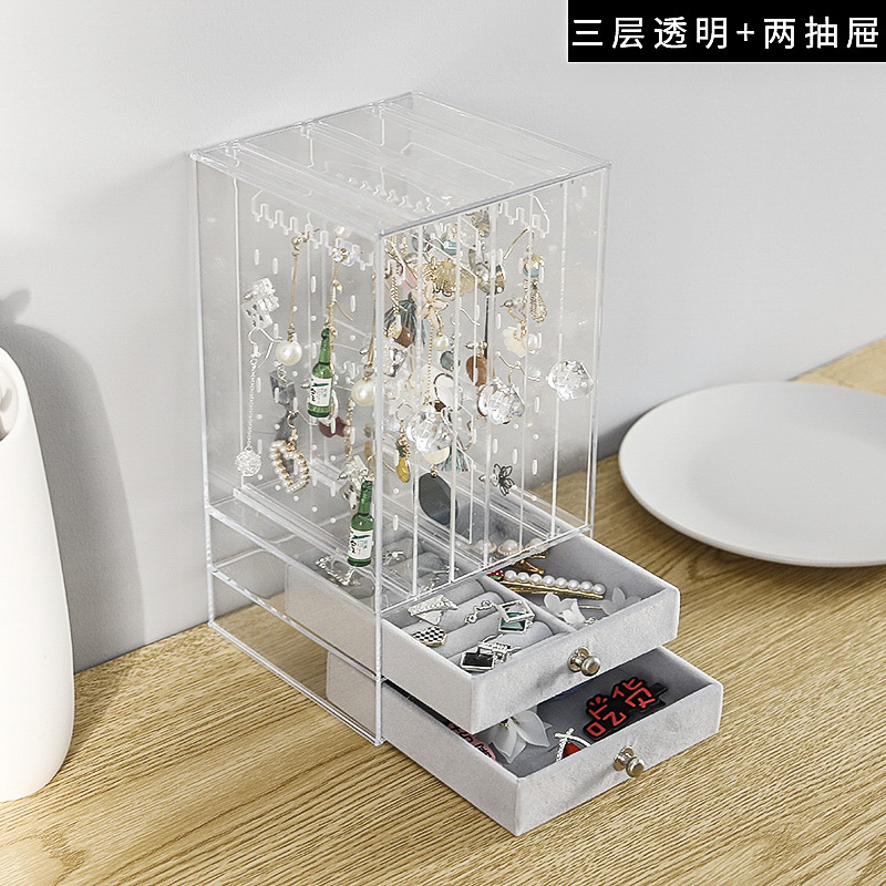 Picture of Earrings Finishing Jewelry Necklace Box Acrylic Earrings Jewelry Dust-proof Hanger Japanese-style Transparent Earrings Storage Box