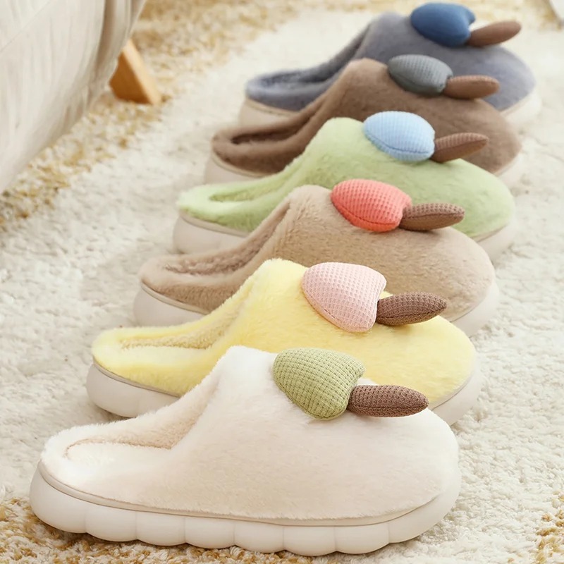 Cotton slippers for home autumn and winter thick-soled non-slip EVA plush warm slippers are simple and versatile to wear outside, cotton shoes are high-end