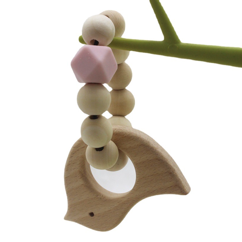 European and American Children's Wooden Bracelets, Beech Wood Teether, Wooden Beads, Silicone Octagonal Beads, Teething Wood Teether