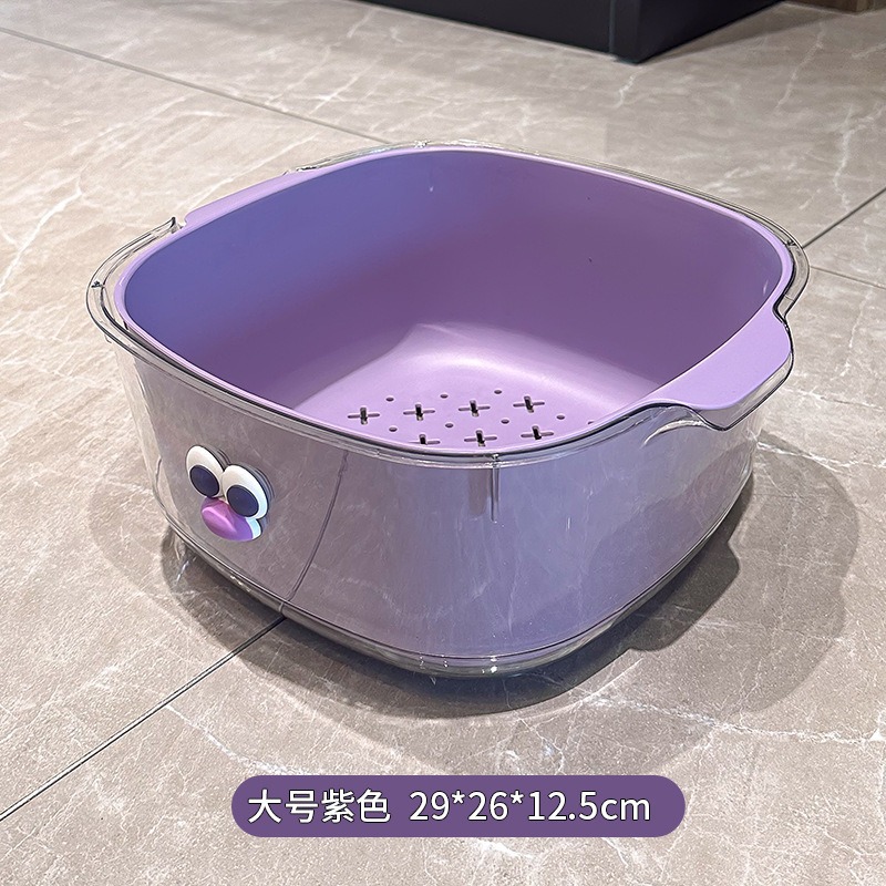 Picture of Double Layer New Dopamine Drain Basket Cute Household Fruit and Vegetable Cleaning Basket Two-in-One Thickened Vegetable Washing Basket