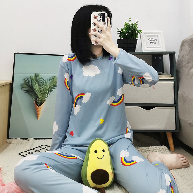 Picture of Wholesale spring and autumn winter pajamas women's thin long sleeve trousers cartoon cute wind small student home clothes suit