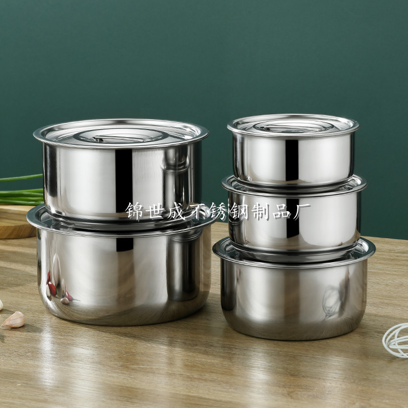 Picture of Stainless steel cooking pot with lid seasonings bowl salad bowl flavor cup steaming soup pot cross-border Southeast Asia three-piece set five-piece set