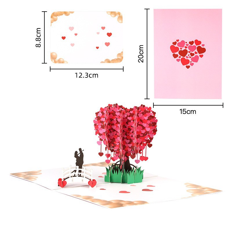 Picture of Teacher's Day Three-Dimensional Greeting Card Love Cherry Blossom Tree Paper Sculpture Valentine's Day Blessing Message Thank You Card Amazon Wholesale