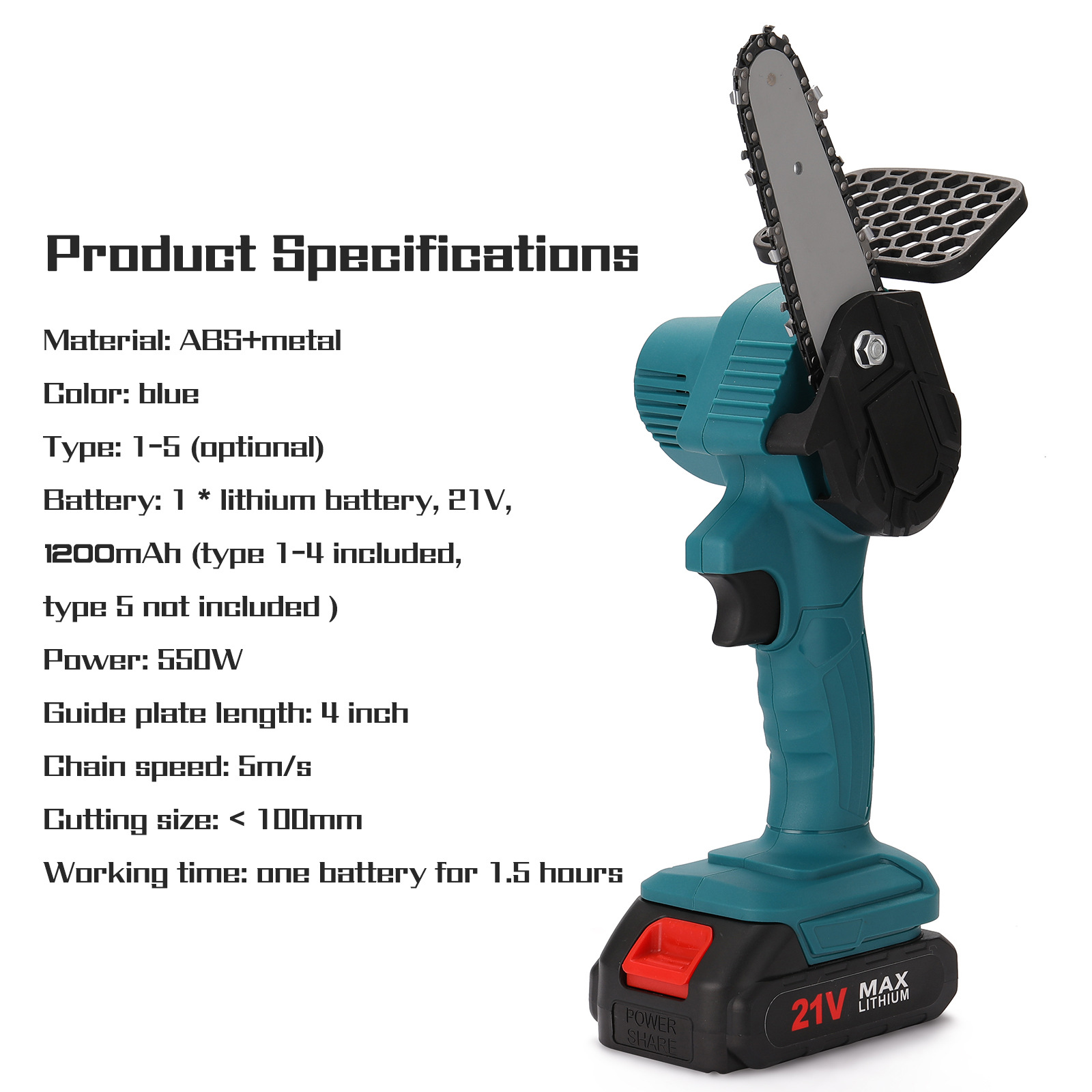 Picture of 4 Inch Electric Chain Saw Electric Saw Rechargeable Lithium Electric Saw Portable Electric Chain Saw Household Outdoor Wireless Small Saw Tree Cutting