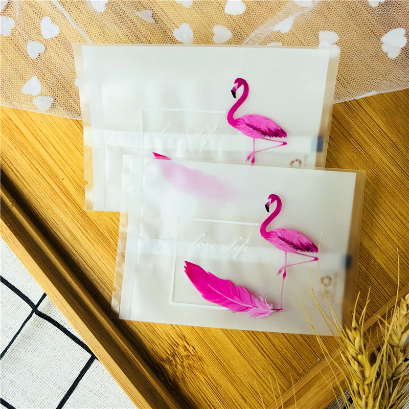 25g thick Flamingo personality packaging bag biscuit bag scented tea bag baking bag jewelry machine bag 100