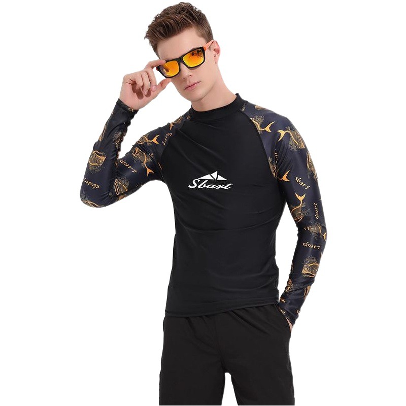 Shark Bart Men's Split Wetsuit Long-Sleeved Sun Protection Swimsuit Surfing Swimsuit Snorkeling Suit Jellyfish Suit Sun Protection Suit