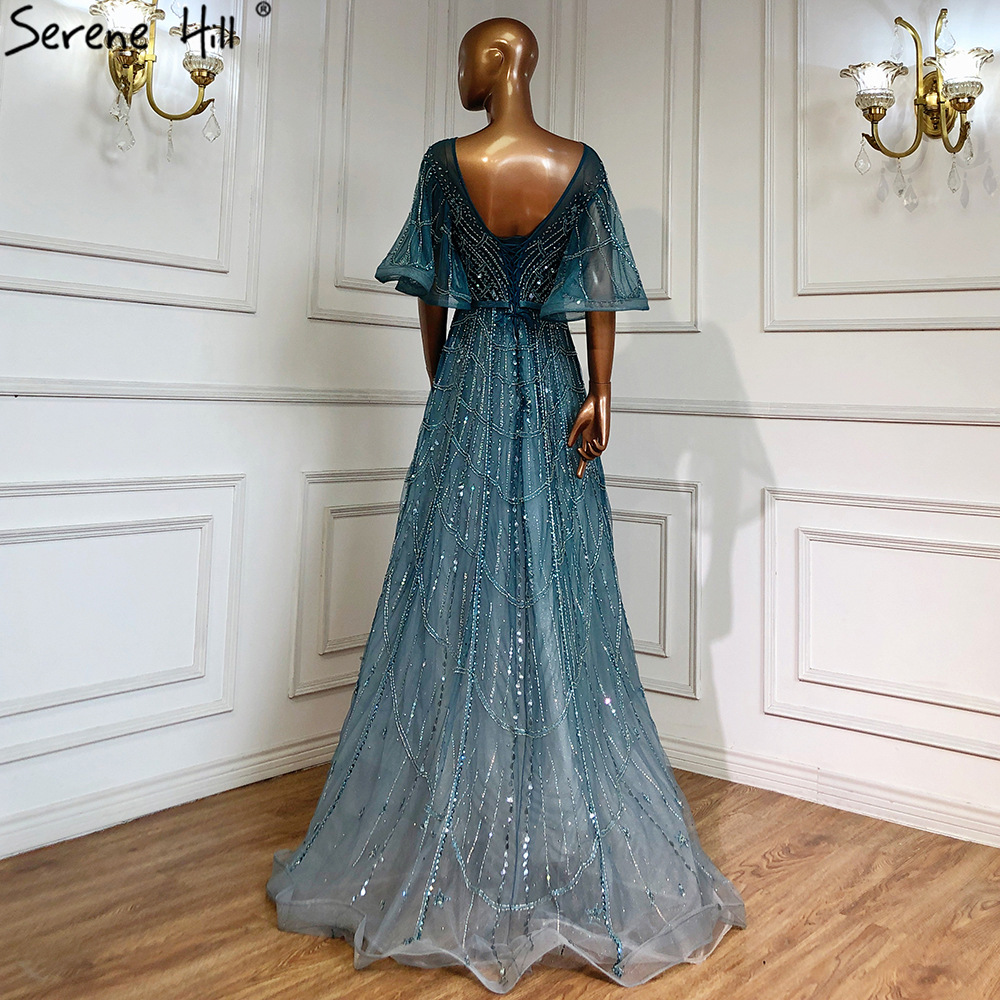 Picture of Green Covering Arm Slim Light Luxury Heavy Industry Nail Beads Celebrity Elegant Annual Meeting Adult Wedding Evening Dress LA70822