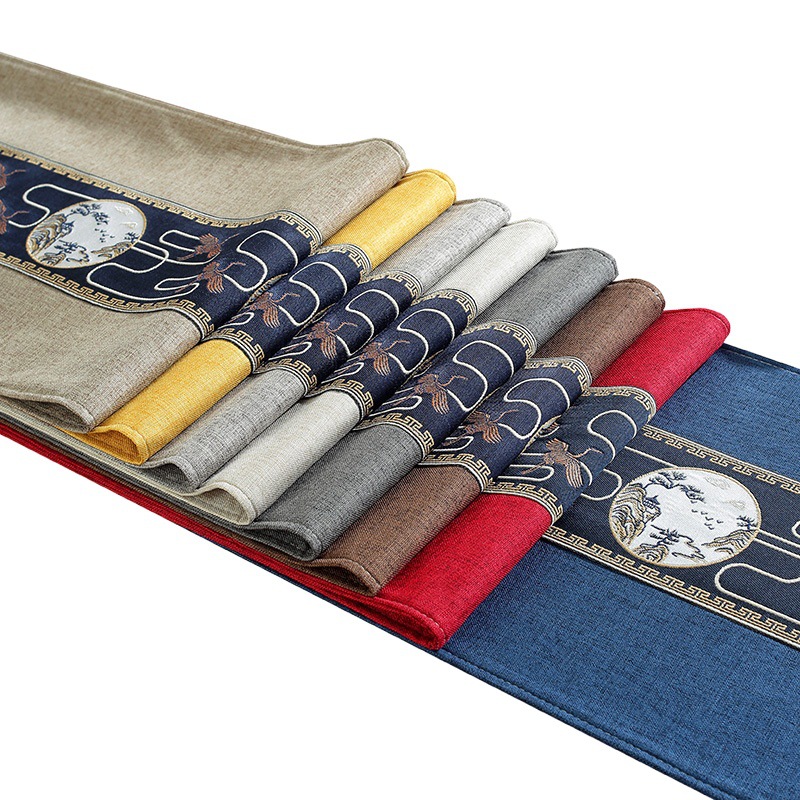 New Chinese style waterproof table runner Songshan Yunhe Chinese style Zen tea mat tea table cloth long TV cabinet tea table tablecloth