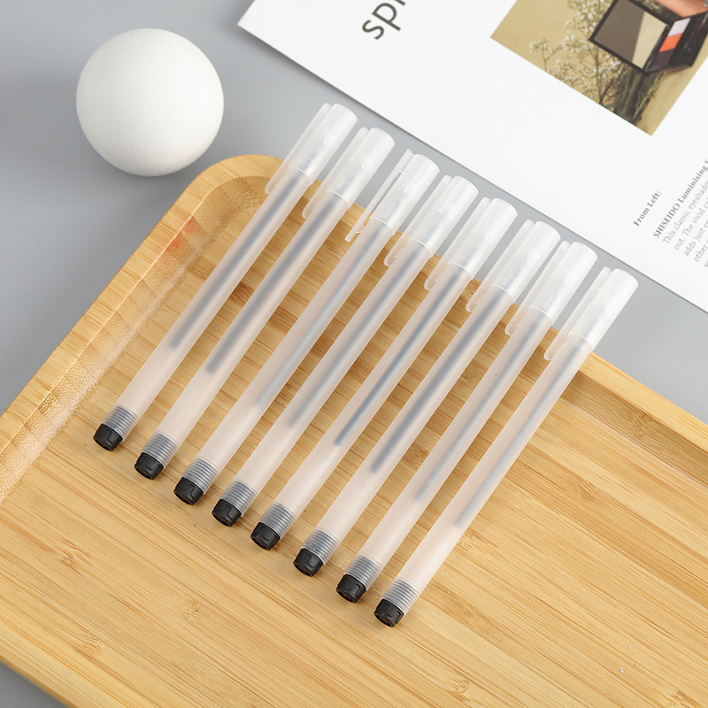 Picture of Transparent Frosted Small White Pen 0.5 Gel Pen Needle Tube Ballpoint Pen Signature Pen Water Pen Black Carbon Pen for Students