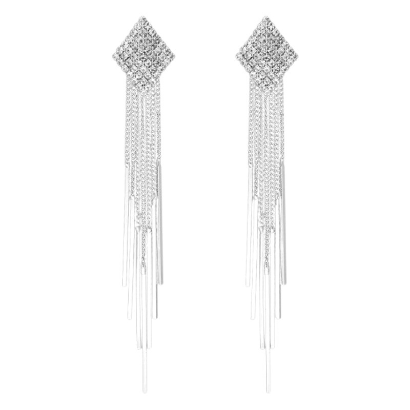 Korean Fashion Elegant Long Slim Face Earrings S925 Silver Needle Water Drop Tassel Super Fairy Internet Celebrity Earrings Drop Earrings for Women