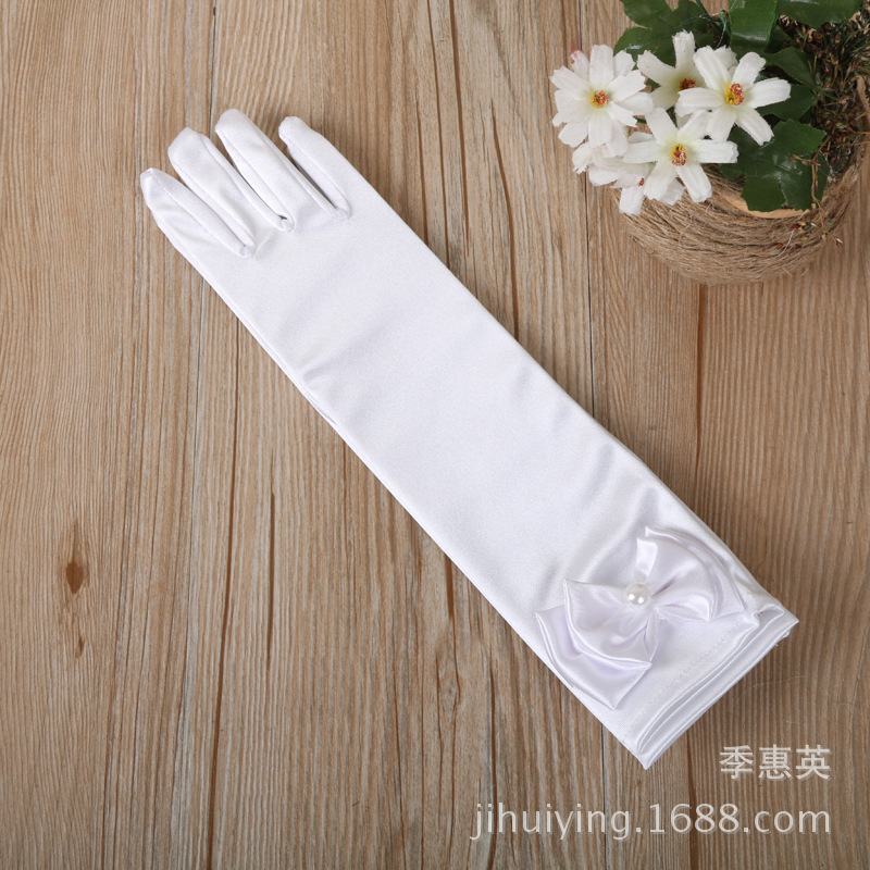 Picture of Children's Dance Clothing Princess Dress Long Long Gloves Flower Girl Dress Bow Gloves Cross-Border