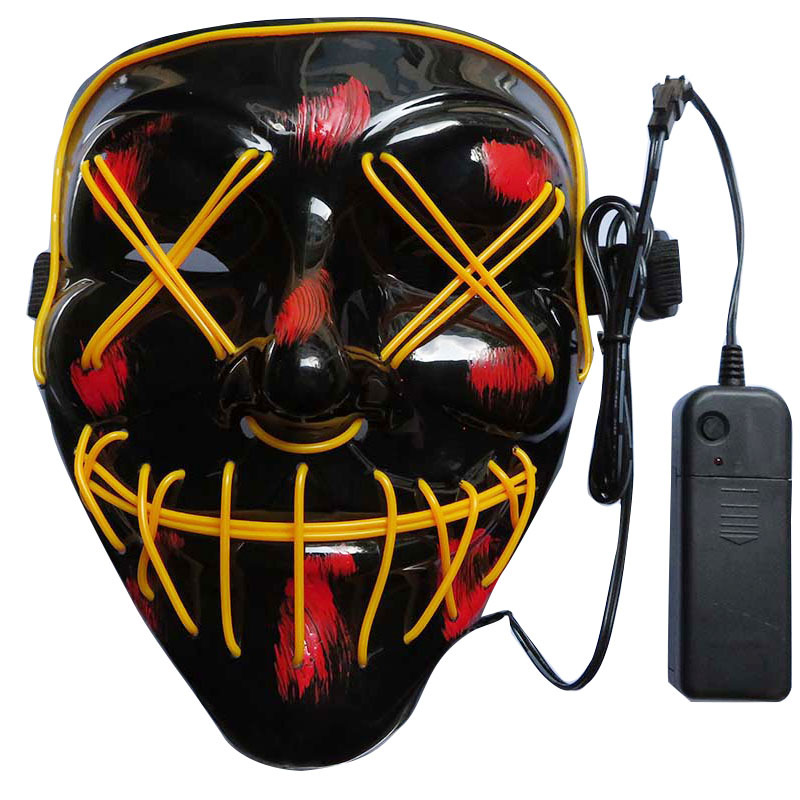 Picture of Spot Amazon Halloween Two-Color Mask El Cold Light Ktv Dance Party Scary Scary Mask Fluorescent