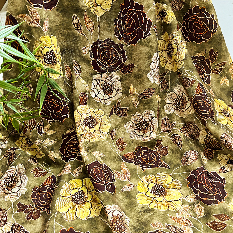 Dark rose season, new Chinese style brocade cotton fabric, cheongsam dress, top, Hanfu fabric, digital printed fabric