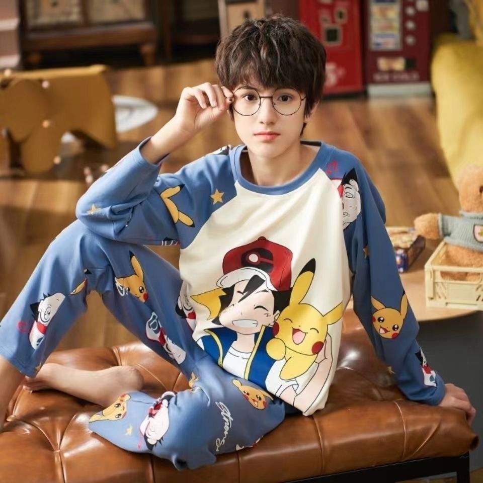 Picture of [Support delivery] Tyrannosaurus spring and autumn middle and big boys autumn clothes long pants bottoming warm outerwear pajamas