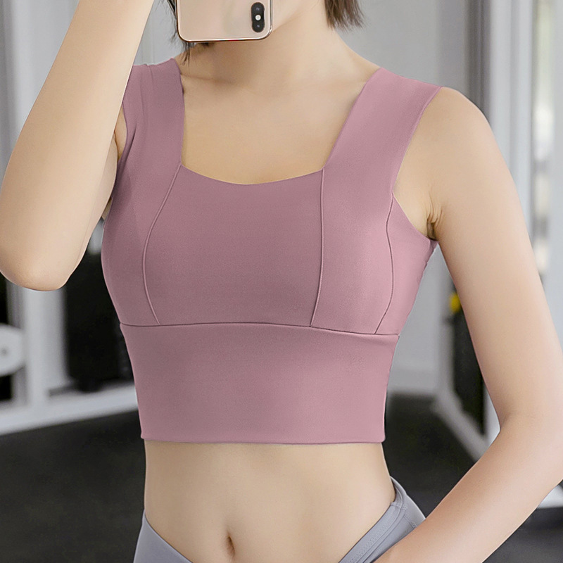 Summer new sports vest women's medium strength gym push up bra sweat-absorbent quick-drying yoga underwear without steel ring