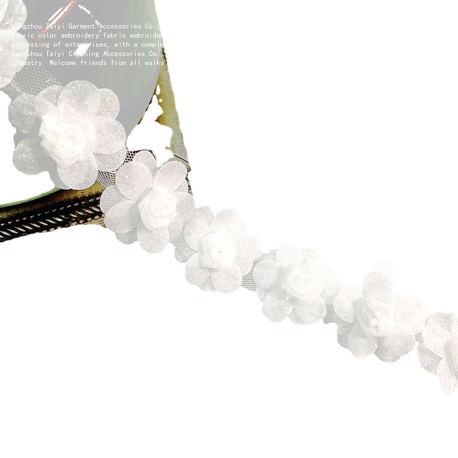 Fabric Stereo Bead Accessories DIY Wedding Dress Clothes Material Decorative Fabric Handmade Gauze Flower Lace Embroidery Lace