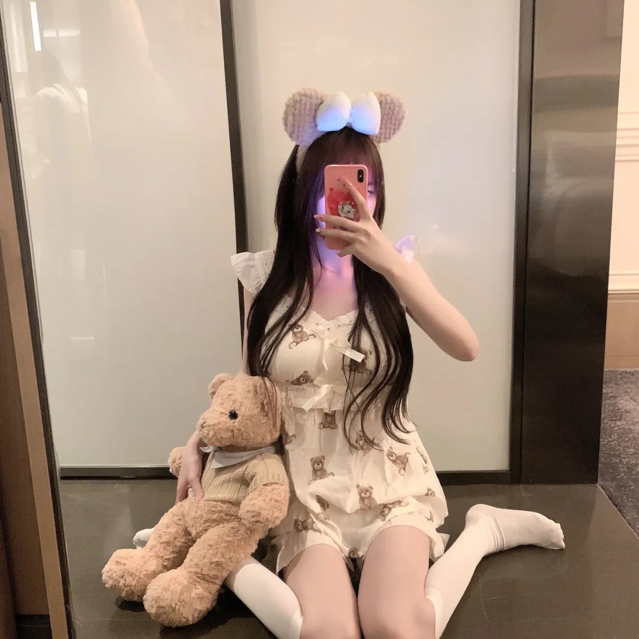 ins Japanese Style Soft Girl Sling Pajamas Women's Summer Sweet Cute Bear Pure Desire Girl Home Clothes Shorts Set
