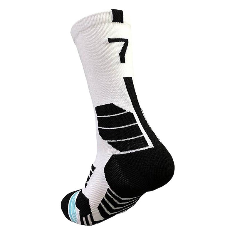 Autumn and Winter Adult Digital Basketball Socks Men's Towel Bottom Professional Sports Socks Elite Mid-Tube Star Number Socks Wholesale