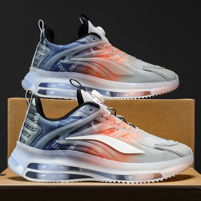 Cross-border plus size men's shoes autumn and winter breathable mesh casual sneaker height increasing rotating button air cushion soft bottom Daddy Fashion
