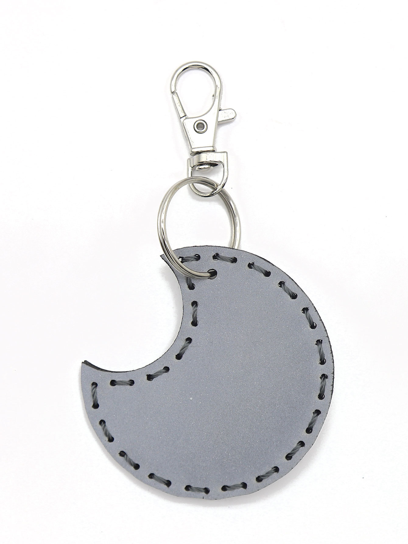 Picture of Night Light Reflective Leather Pendant Geometric Shape Love Circle Rectangular Padded Cotton Pad Stitch Keychain