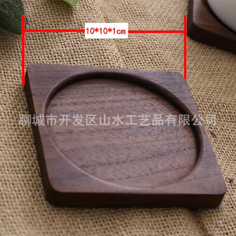 Picture of Creative Wooden Coaster Logo Engraved Fixed Wooden Tea Tray Cup Holder Tea Mat Wooden Tea Holder Japanese Heat Insulation Mat