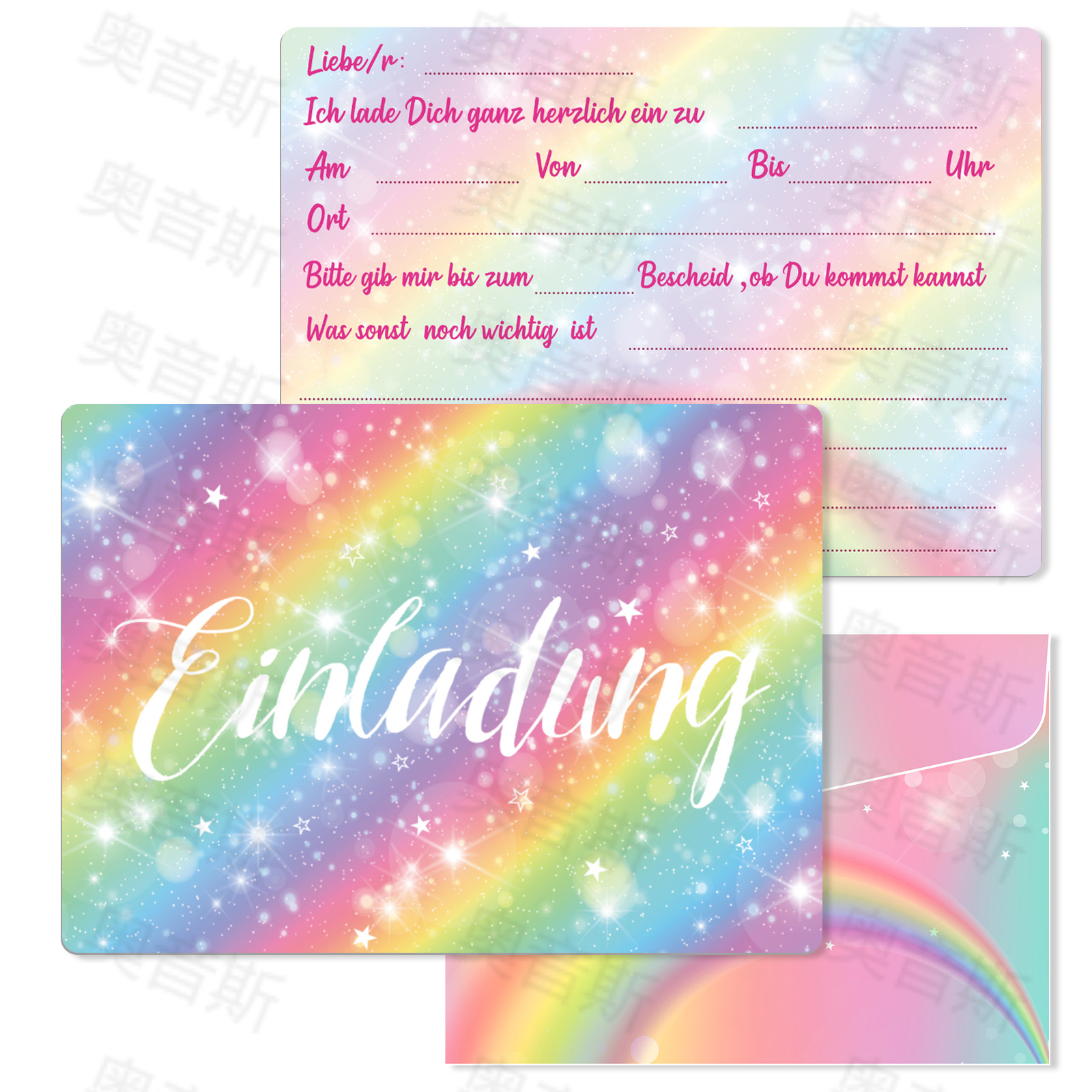 Picture of German Invitation Card Invitation German Station German Rainbow Color Party Birthday Invitation Card Amazon Explosions
