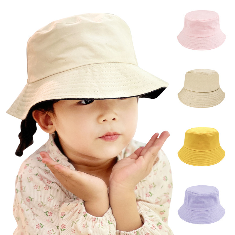Children's fisherman cap solid color light plate parent-child basin cap European and American baby boys and girls adjustable cotton children's cap